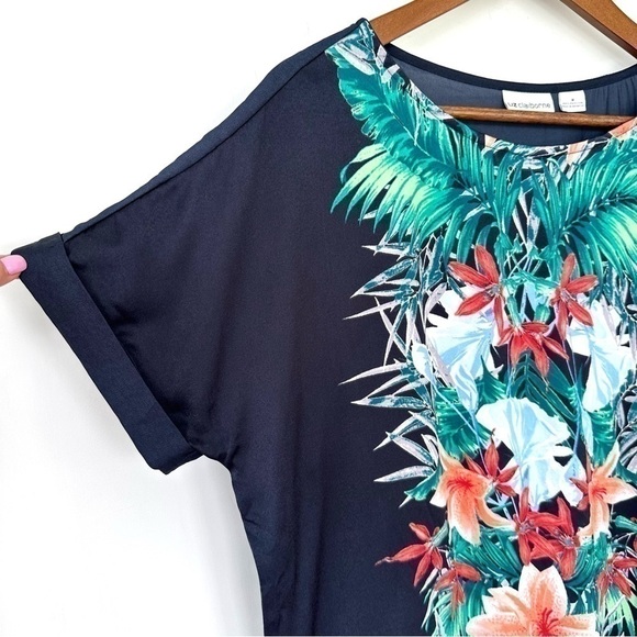 Liz Claiborne satin top, dolman cut  with crew neck, loose fitting - Picture 3 of 12